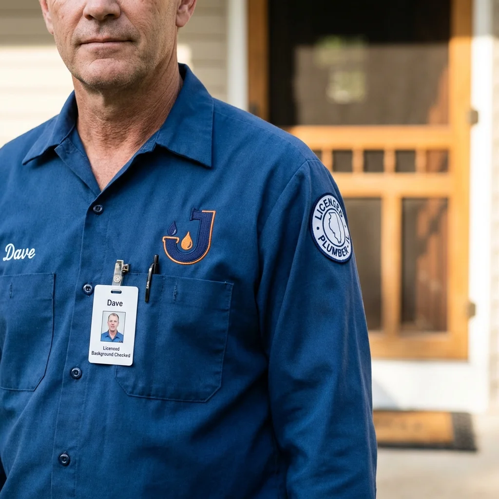 Licensed plumber showing ID badge in Tujunga, CA