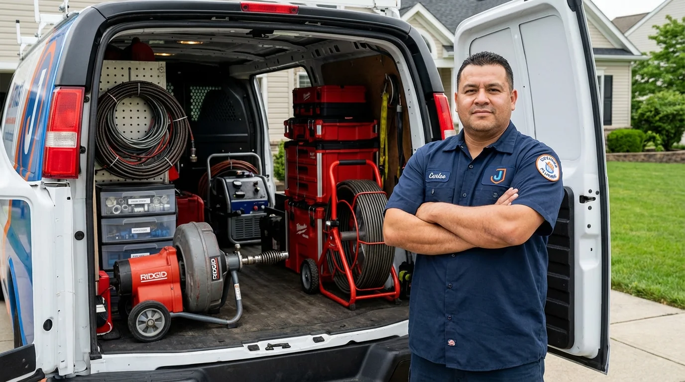 Professional drain cleaning equipment and Johns Plumbing LLC plumber in Tujunga