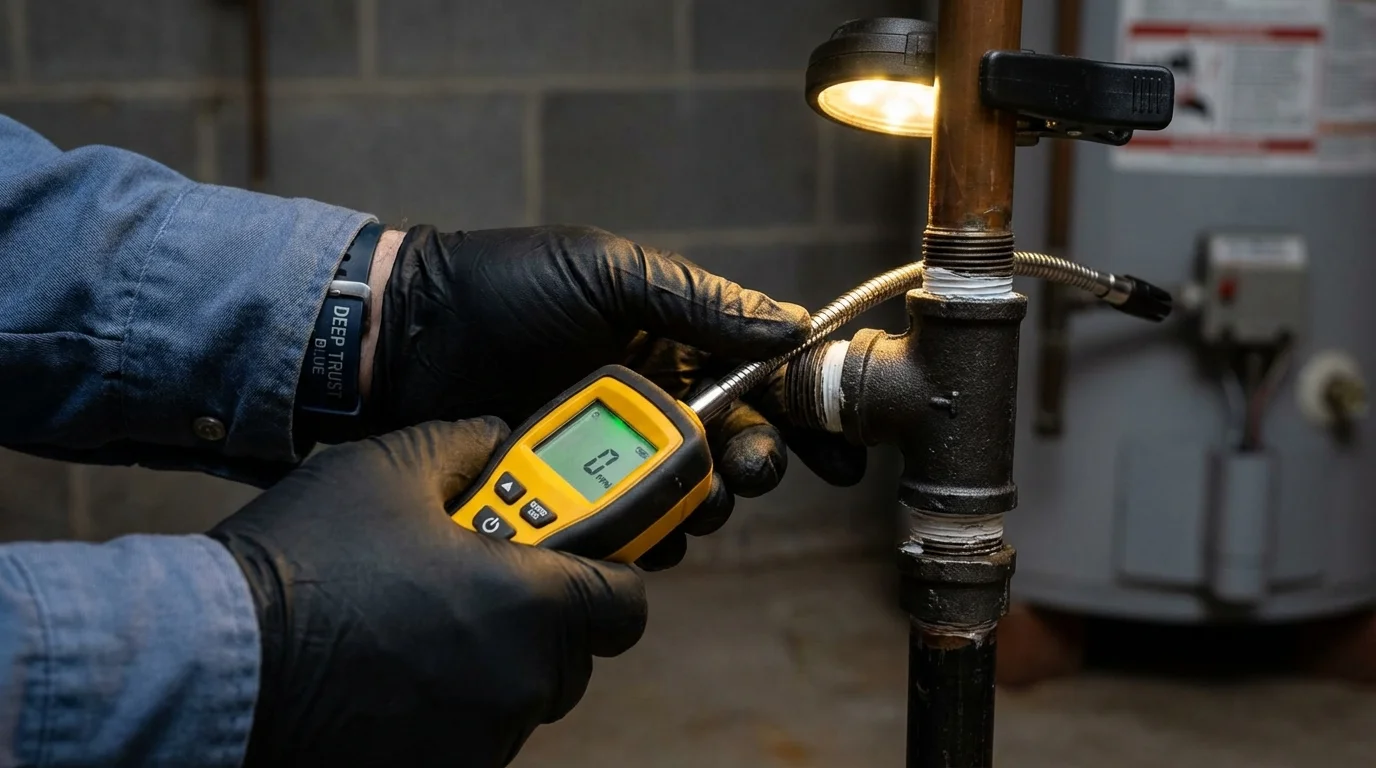 Gas leak detection with electronic sniffer by Johns Plumbing LLC in Tujunga