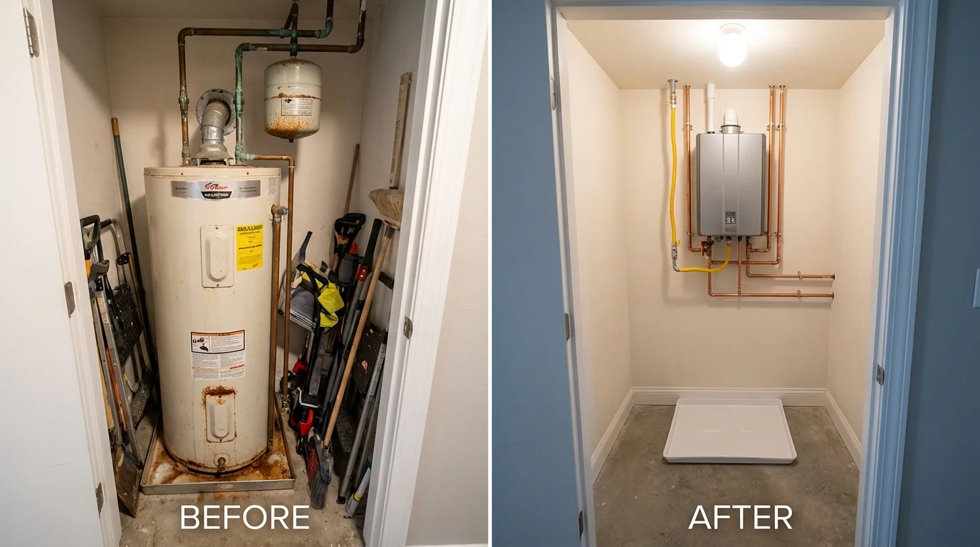 Tank water heater versus wall-mounted tankless unit comparison for Tujunga, CA homeowners